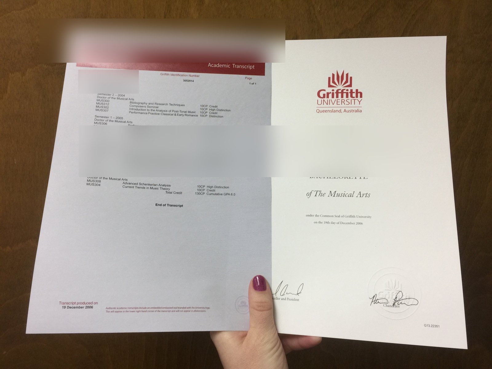 Griffith Diploma Transcript · Australia