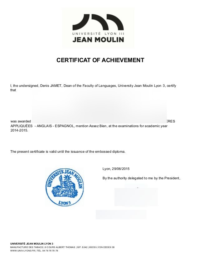 Université Jean Moulin Lyon III Diploma · France