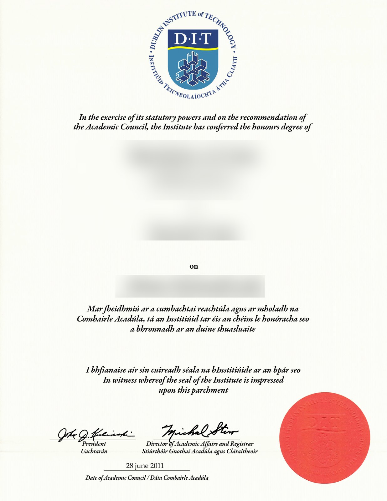 Ireland DIT Certificate · Ireland