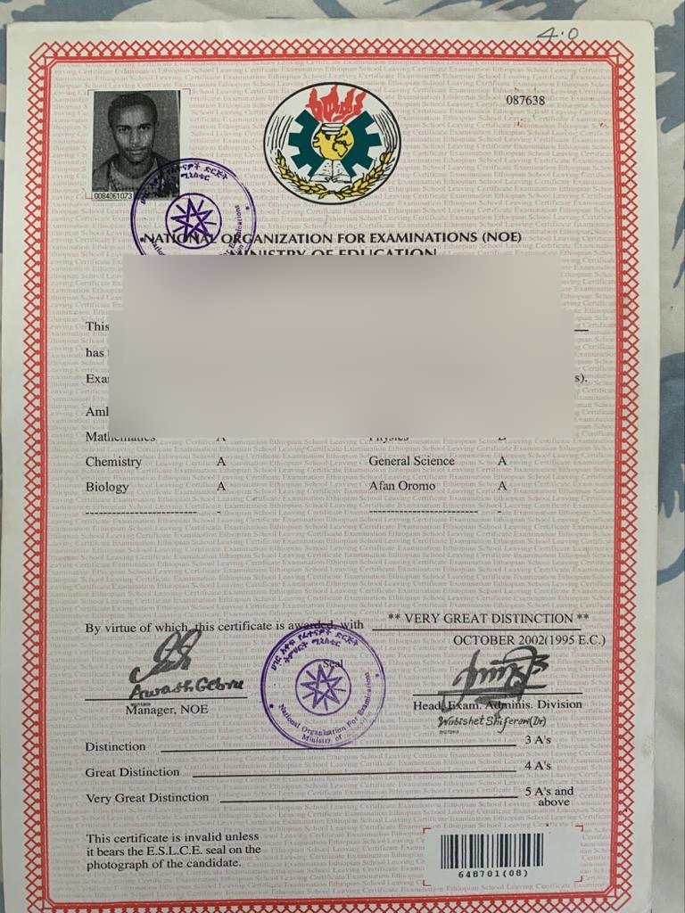 Africa Ethiopea Ministry of Education Leaving Certificate · Ireland