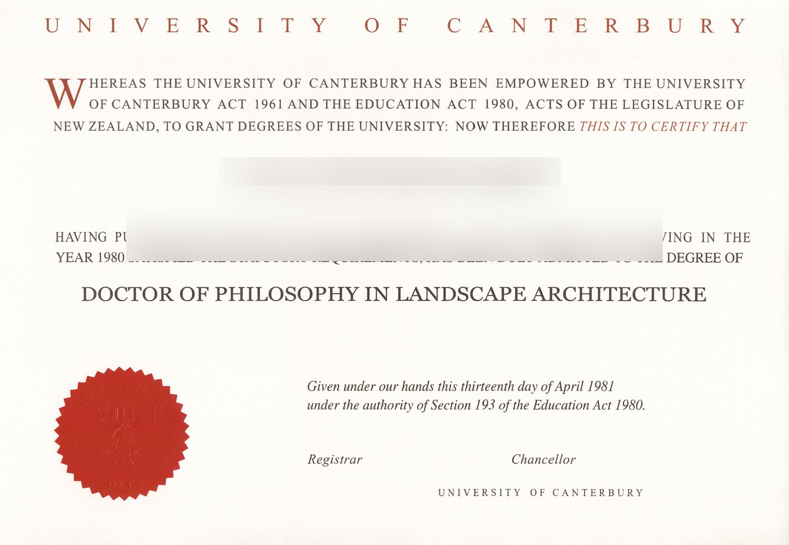 New Zealand Canterbury University Dip · New Zealand