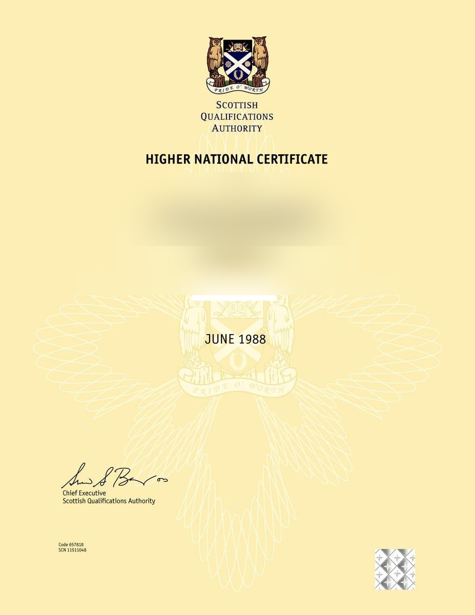 Scottish Qualifications Authority SQA Higher National Certificate · Scotland