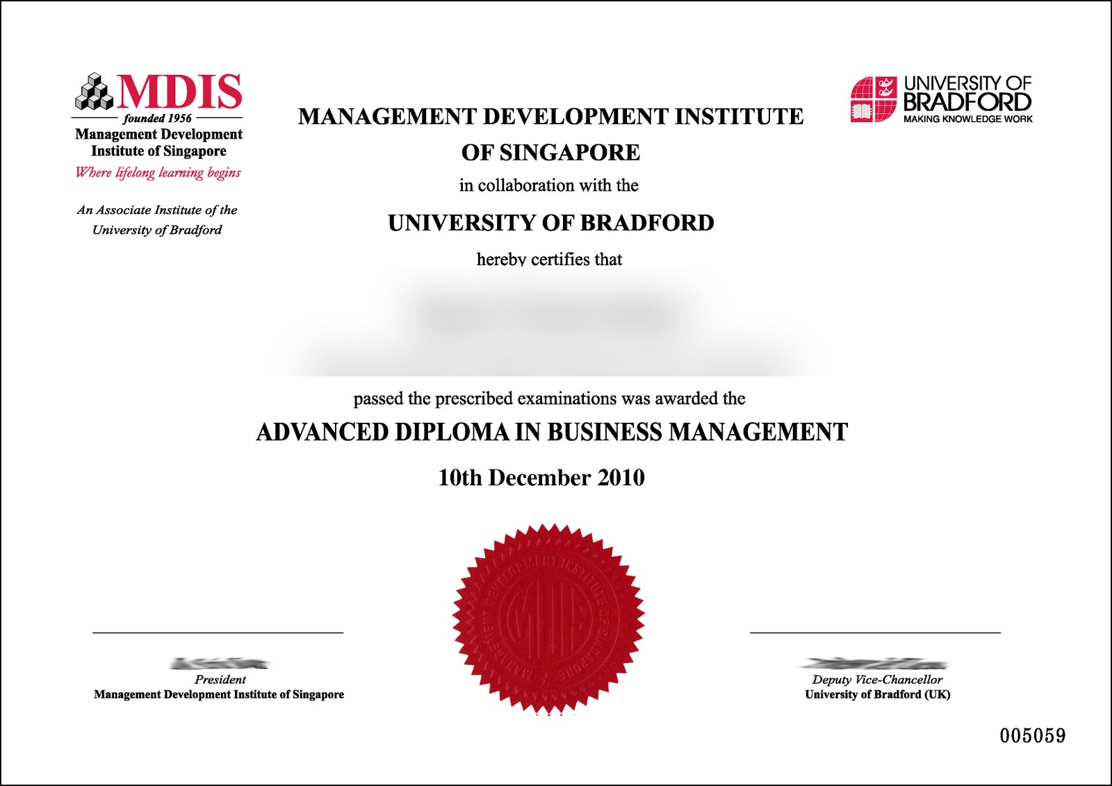 Singapore Management Development Institute Singapore Diploma · Singapore