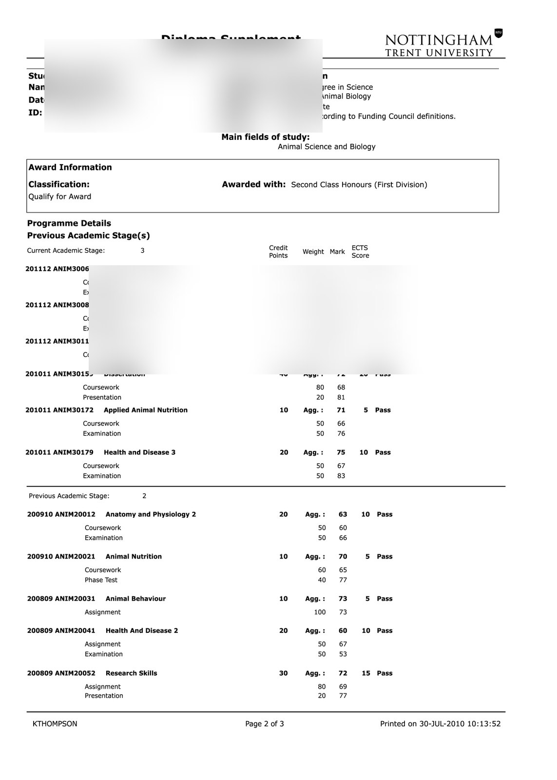 United Kingdom Nottingham Trent University Transcript · United Kingdom