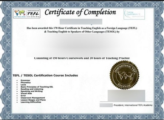 Certificate TEFL International · United States