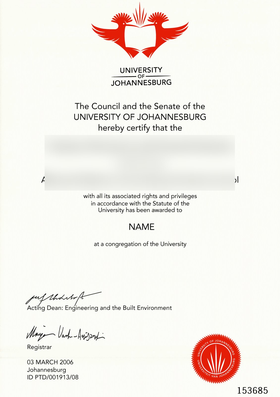 Africa UNIVERSITY OF JOHANNESBURG · South Africa