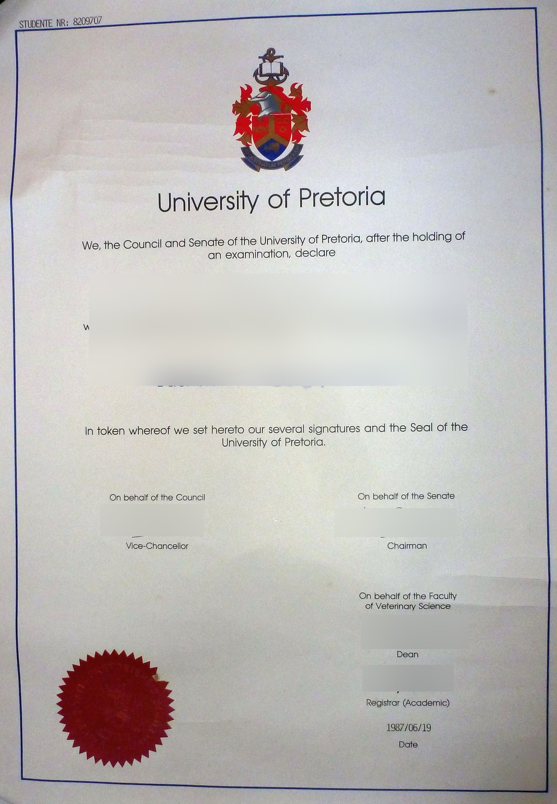 Africa University of Pretoria Dip · South Africa